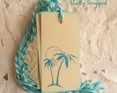 Palm Tree Tags.... Teal Blue, Summer, Ocean, Sea, Sunset, Vacation