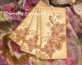 Large Vintage Floral Tags, Vintage, Sepia, Journaling Tag, Gift Tag, Party Favor, Escort Card, Shipping