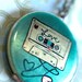 Locket pendant Necklace with Vintage pastel Cassette tape -- Mixtape -- Totally 80s