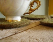 Felted wool coasters, mossy woodland set of 4