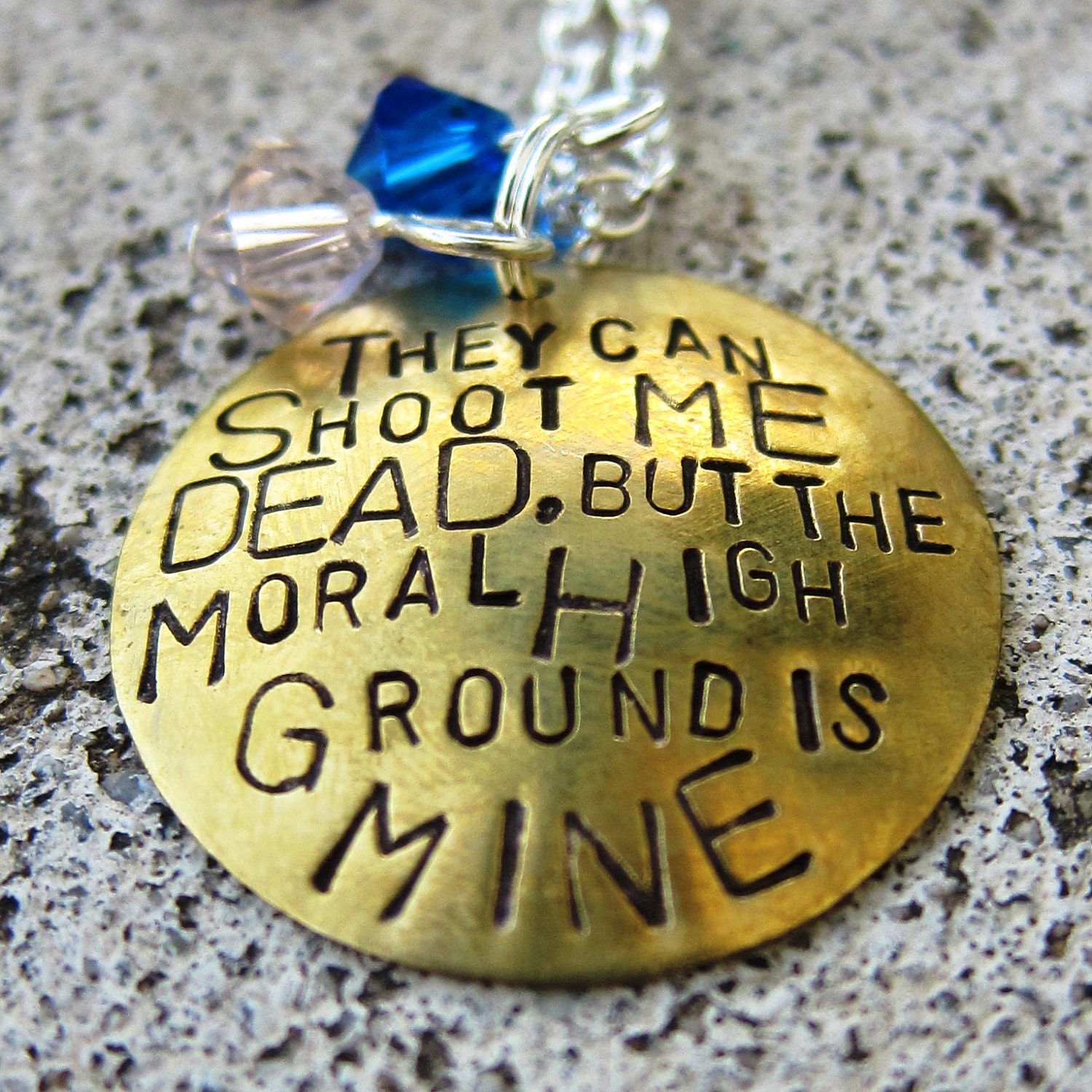 Dr Who Quote - Moral High Ground - Hand Stamped Necklace  -Made to Order-