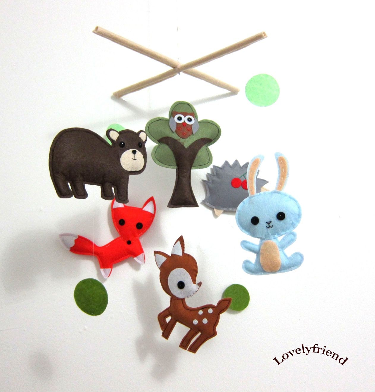 Baby Crib Mobile - Baby Mobile - Mobile - Crib mobiles - Felt Mobile - Nursery mobile - " Brown bear and deer" design