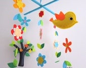 Mobile -Baby Crib Mobile - Baby Mobile - Crib mobiles - Felt Mobile - Nursery mobile - " Beautiful tree and flowers  " Design
