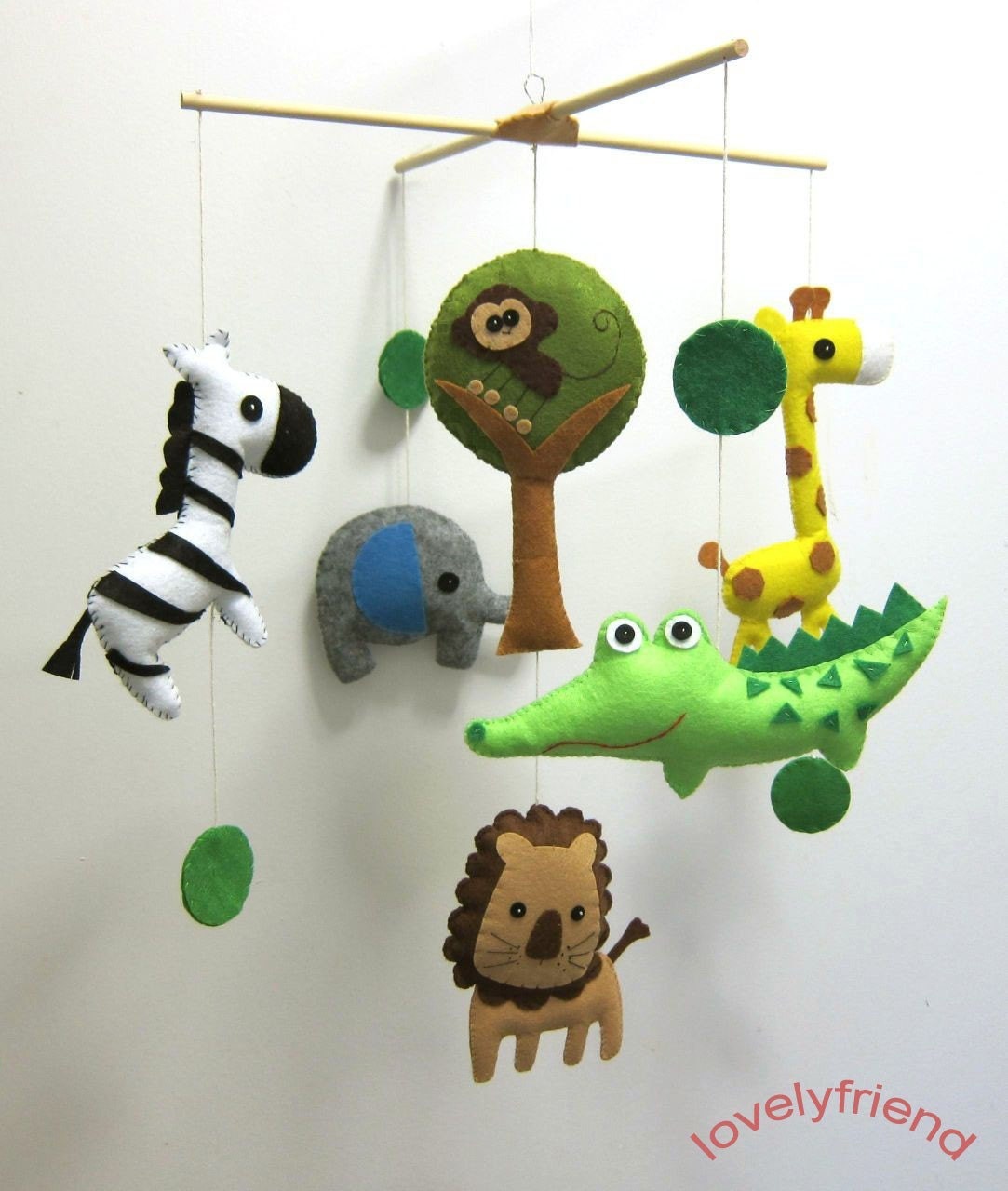 Baby Crib Mobile - Baby Mobile - Felt Mobile - Nursery mobile - Jungle Theme crocodile mobile (Custom Color Available)
