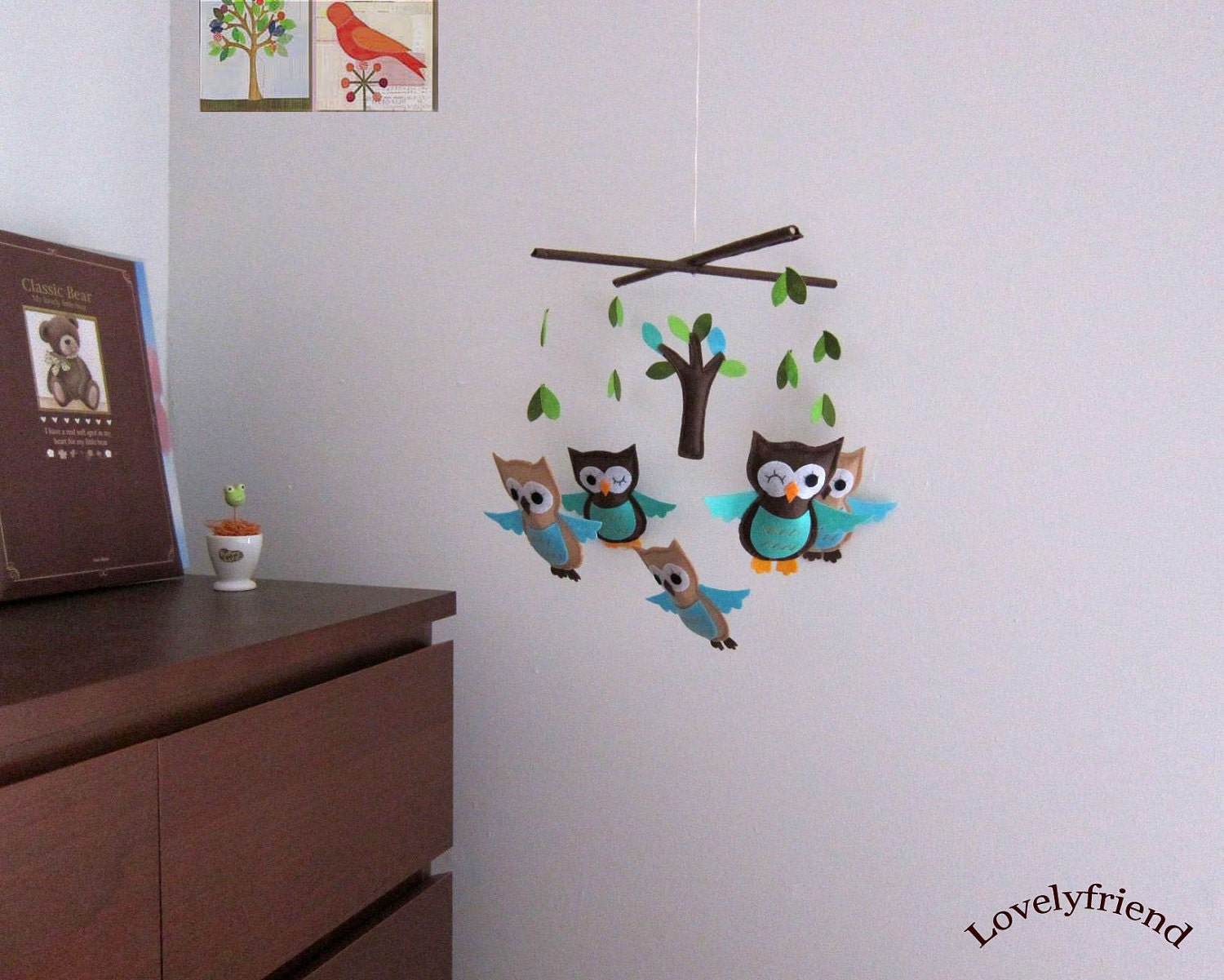 Baby Crib Mobile - Baby Mobile - Mobile - Crib mobiles - Felt Mobile - Nursery mobile - " Brown and tan owls " design