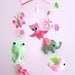 Mobile -Baby Crib Mobile - Baby Mobile - Crib mobiles - Felt Mobile - Nursery mobile - " PInk , Green frog & owl " Design