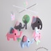 Baby Crib Mobile - Baby Mobile - Mobile - Crib mobiles - Felt Mobile - Nursery mobile - " grey and pink elephant" design
