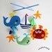 Baby Crib Mobile - Baby Mobile - Felt Mobile - Nursery mobile - " whale, crab, seahorse, sailboat" design (Custom Color Available)
