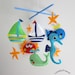 Baby Crib Mobile - Baby Mobile - Felt Mobile - Nursery mobile - " whale, crab, seahorse, sailboat" design (Custom Color Available)