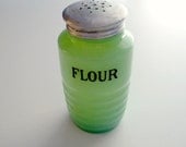 Vintage Jadite Flour Shaker Darker Jadeite Jeannette Ribbed Shaker