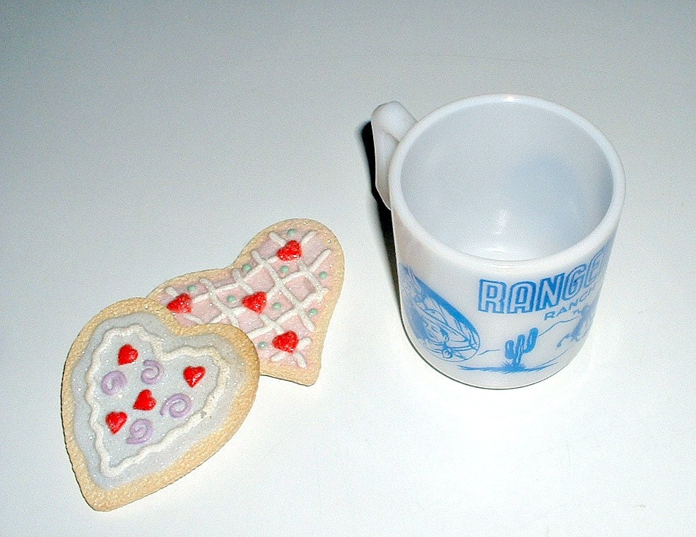 Vintage Ranger Joe Hazel Atlas Ranch Horse Mug Cup Blue Graphics 1950's Equestrian Cowboy
