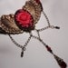 Goddess Wings Choker Necklace - Rose Red and Black Cameo on Ox Brass Wings with Faux Pearls and Chain by Dr Brassy Steampunk