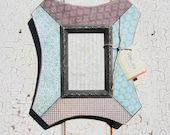 5x7 Photo Frame, Blue and Warm Gray Patterned Decoupage Frame