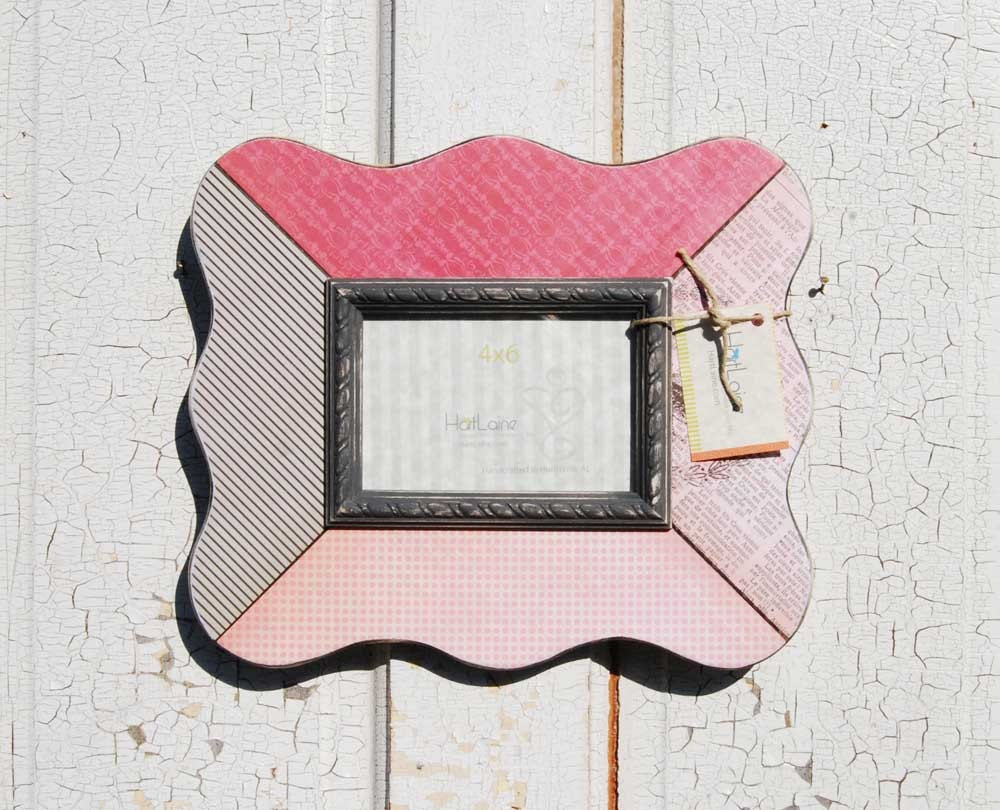 5x7 Pink Decoupage Picture Frame