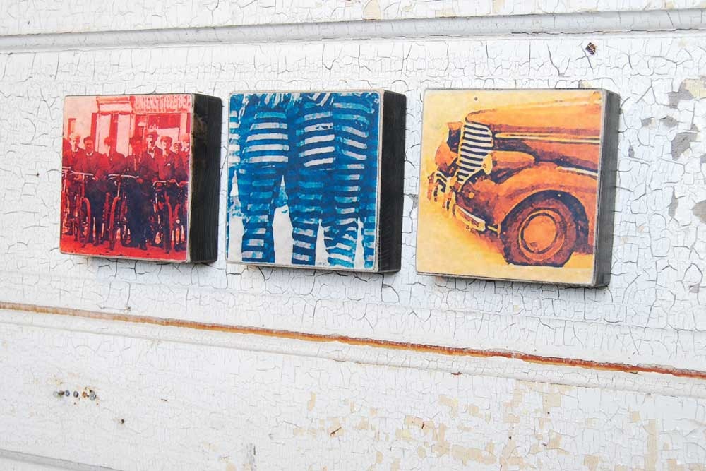 ART Blocks 5"x5", Set of 3 - Contemporary Old Time Photos (Red, Blue, Yellow)