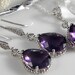 Amethyst Purple Teardrop Czech Glass Crystal Necklace and Earring Set Bridesmaids Jewelry, Bridal Jewelry REF-601