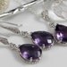 Amethyst Purple Teardrop Czech Glass Crystal Necklace and Earring Set Bridesmaids Jewelry, Bridal Jewelry REF-601