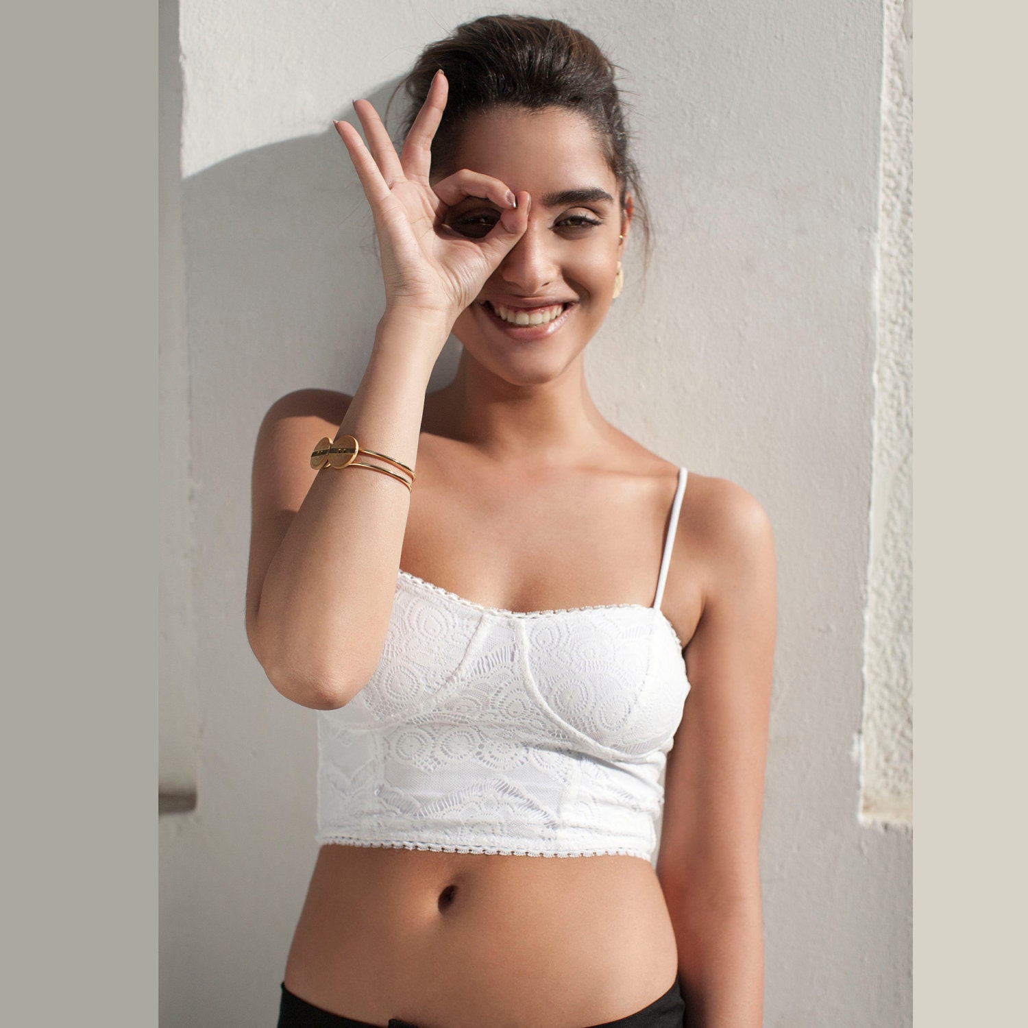 White lace camisole, bridal white bodice