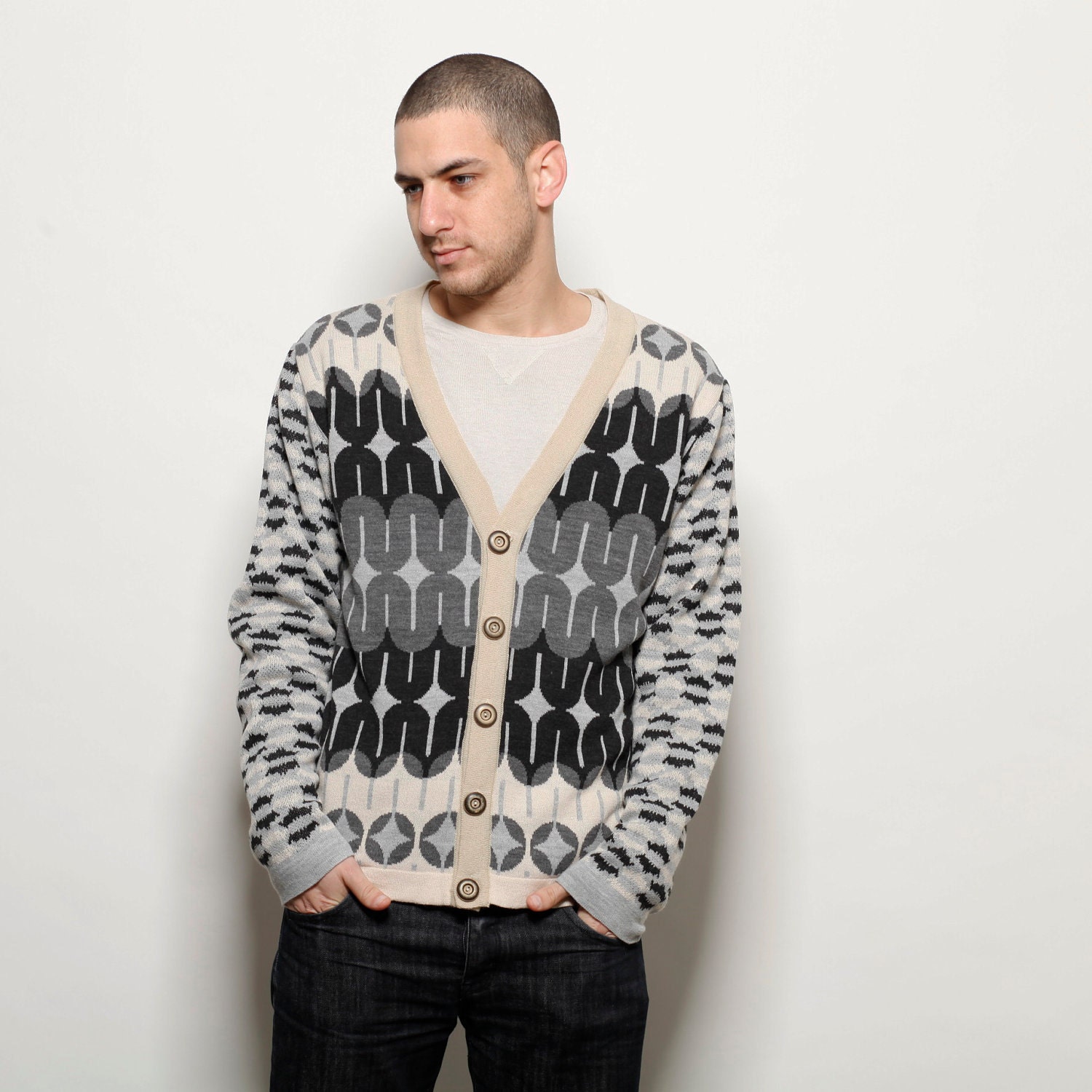 Fathers day Mens knitted cardigan M, L