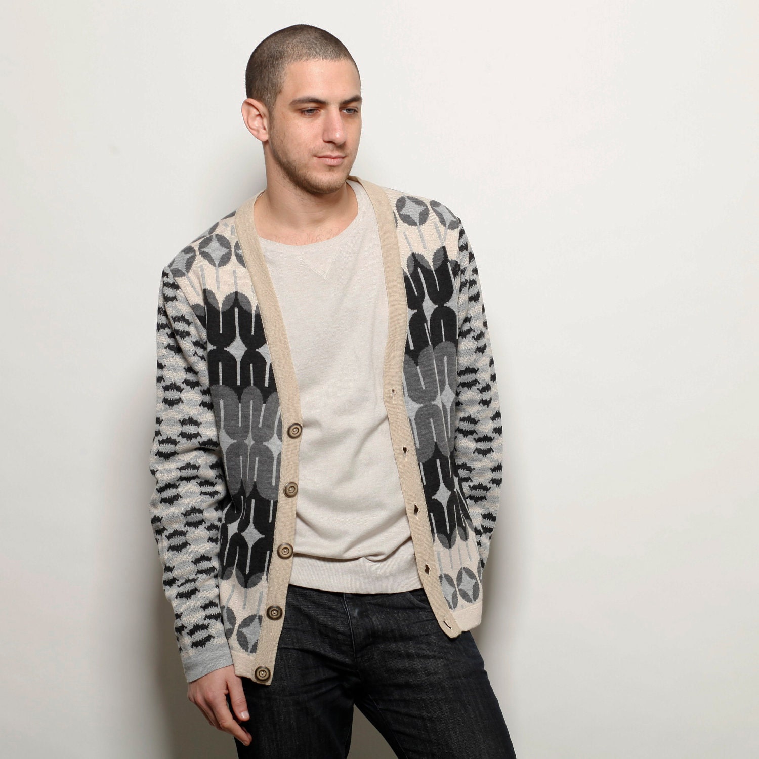 Fathers day Mens knitted cardigan M, L