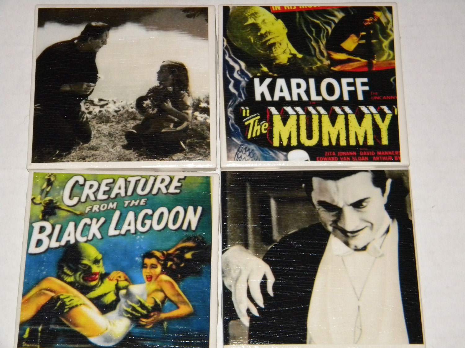 Old Horror Films Ceramic Tile Coaster Set of 4 Free Shipping in the USA