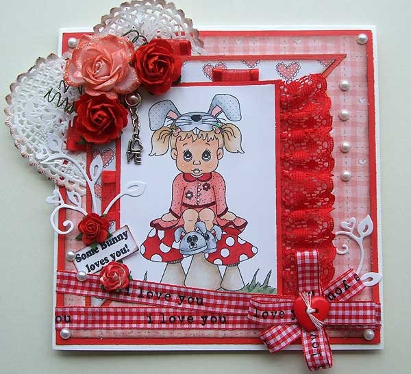 Some Bunny Loves You - Valentine - Love - Handmade Card
