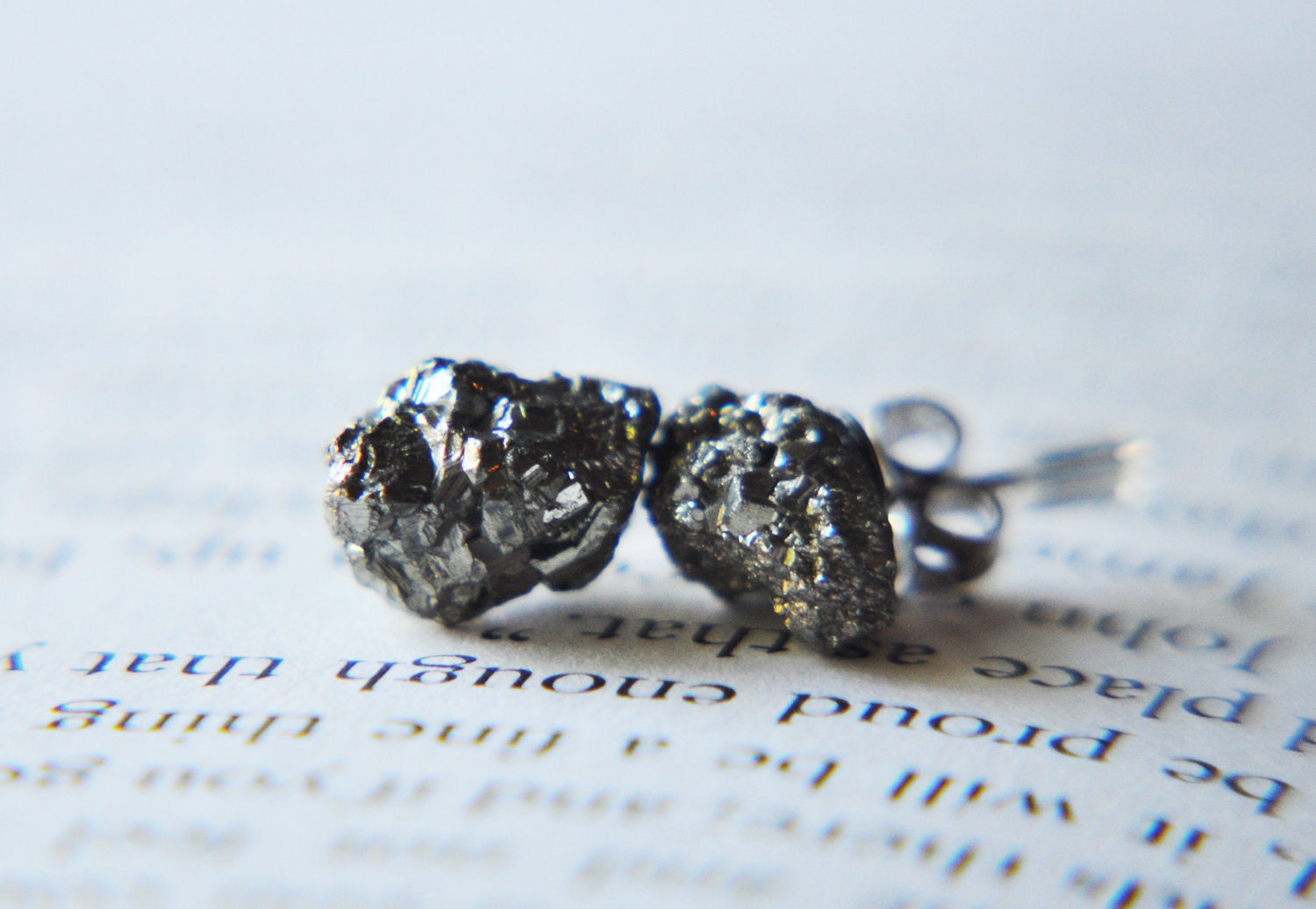 Pyrite Cluster Earrings- Fools Gold - Surgical Steel Earring Posts - Natural Iron