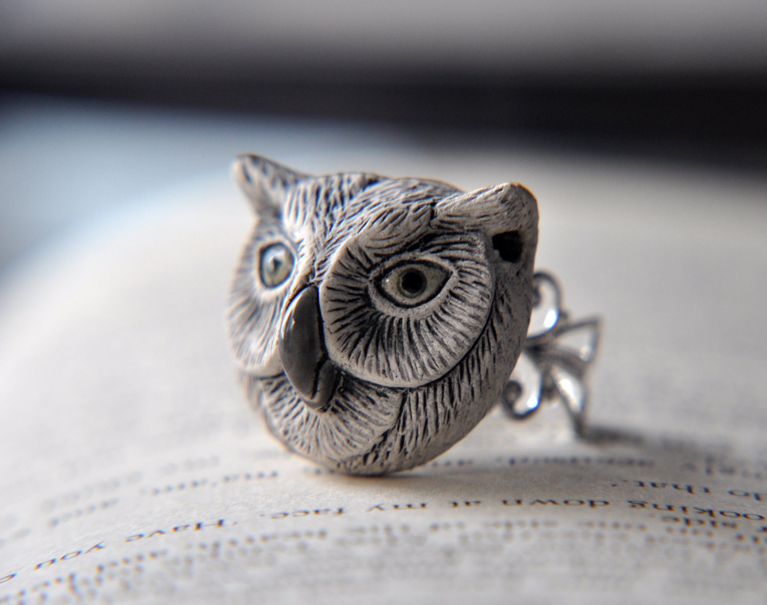 Wise Owl Ring - Adjustable Filigree Ring Band in Gold or Silver  You Pick the Color - Woodland Forest Friends - FawningInLove