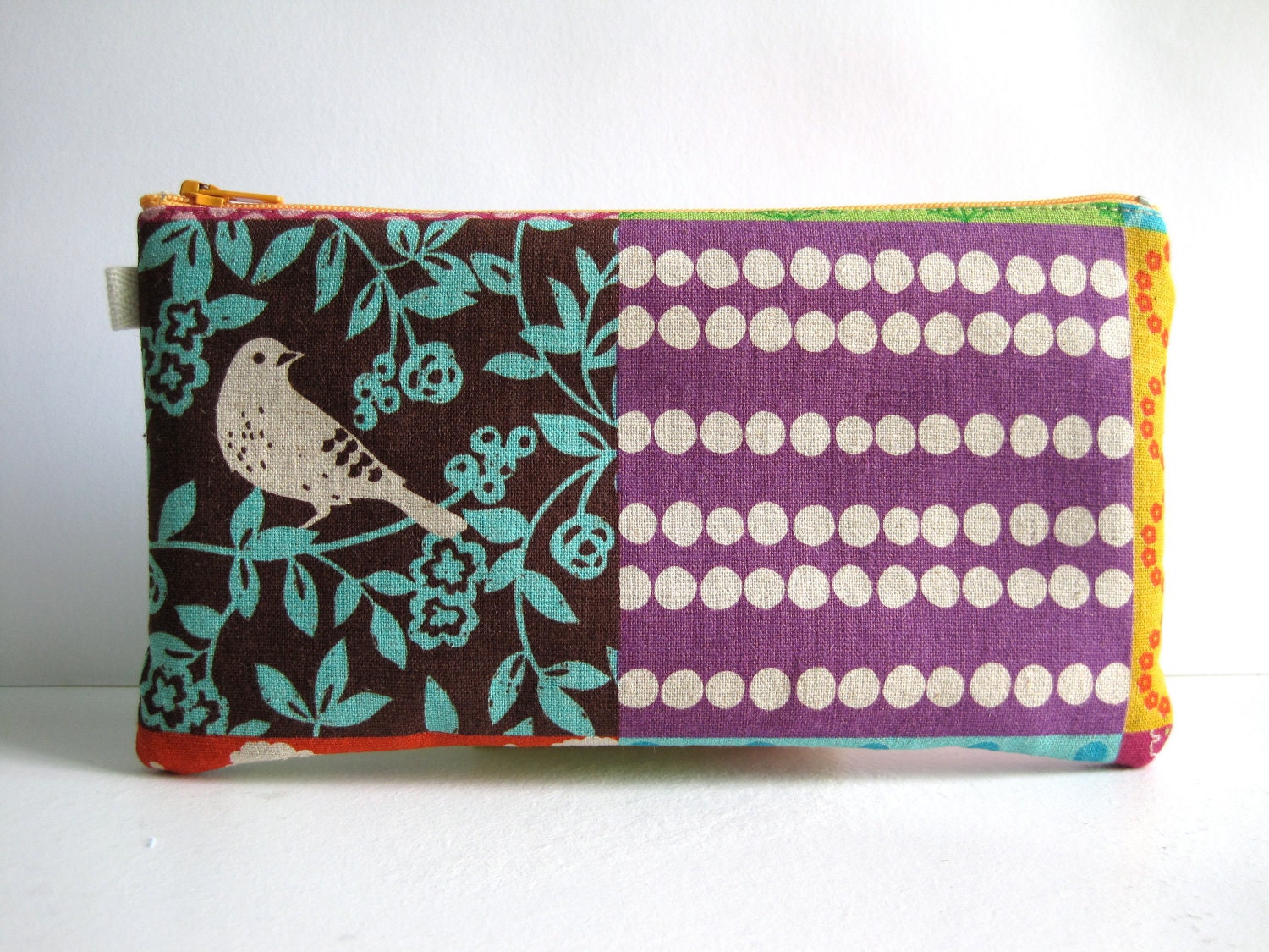 Echino Story Patchwork. Japanese Fabric. Fabric Pencil Case, Pencil Pouch.