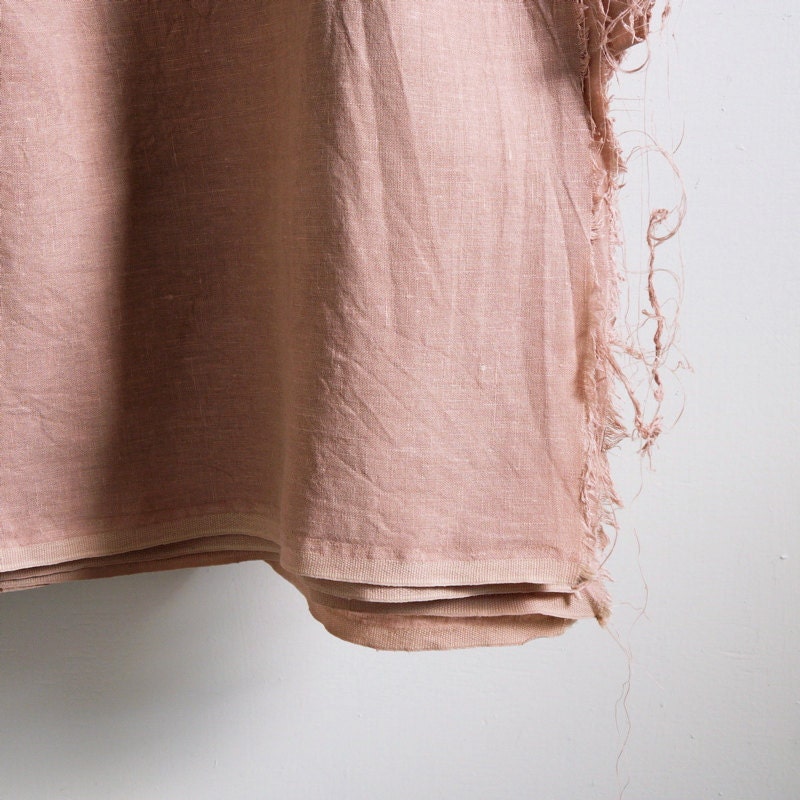 100% pure linen fabric plain colour dusty peach pink washed by the yard for sewing