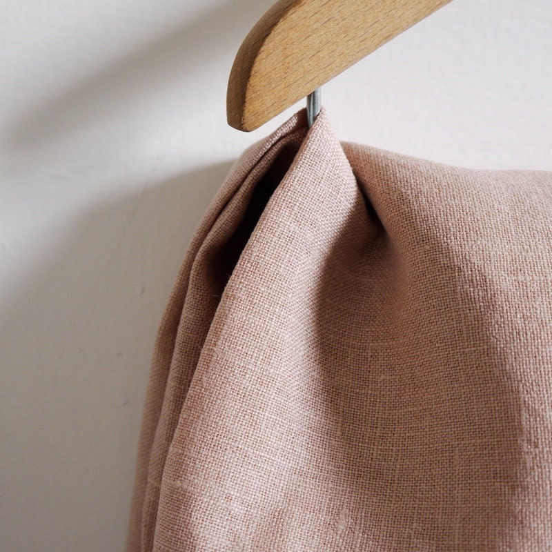100% pure linen fabric plain colour dusty peach pink washed by the yard for sewing