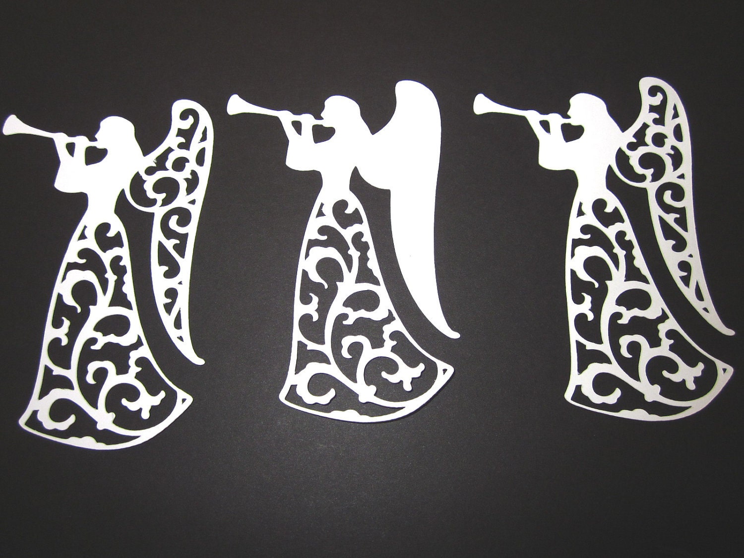 Large White  Lace  Angel Silhouette Die Cuts