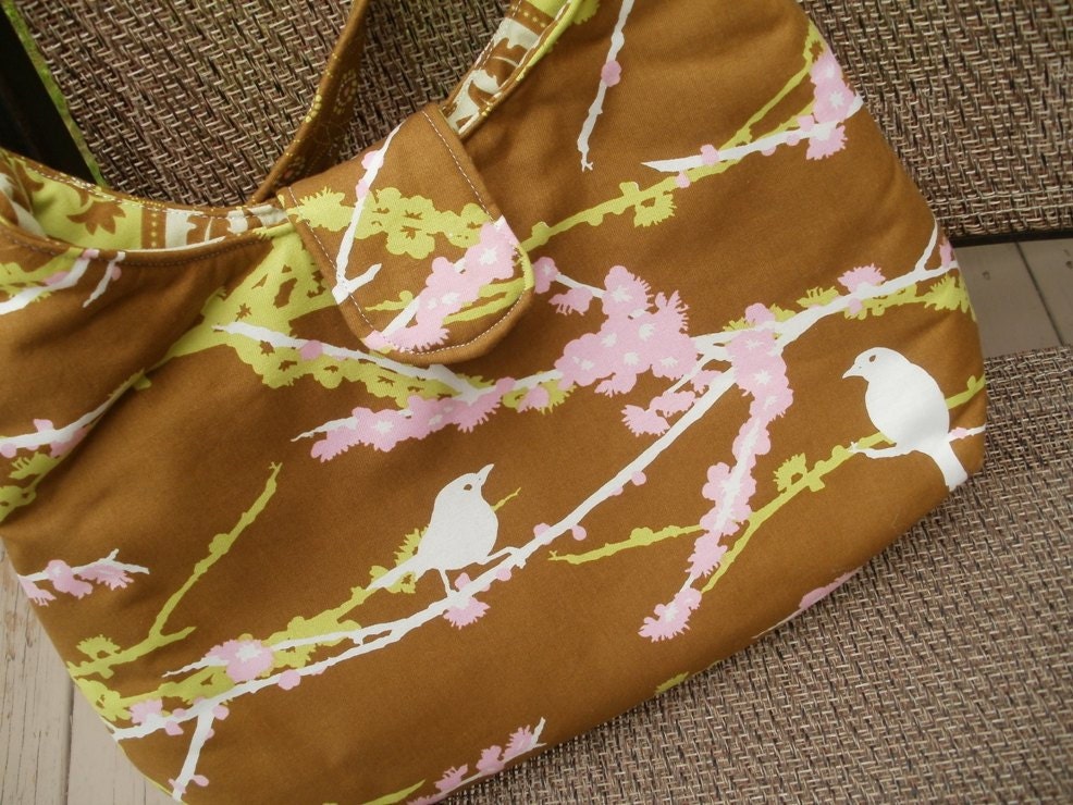 Phoebe Purse in Joel Dewberry Aviary - green and brown