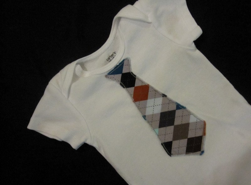 Gray Argyle Tie Onesie