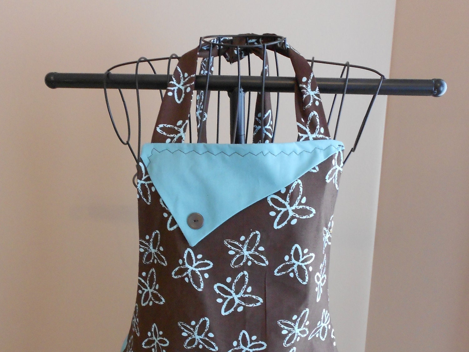 Aqua Flowers Apron