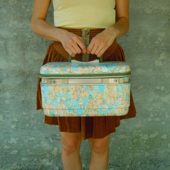 MAPS one of a kind TRAIN CASE upcycled
