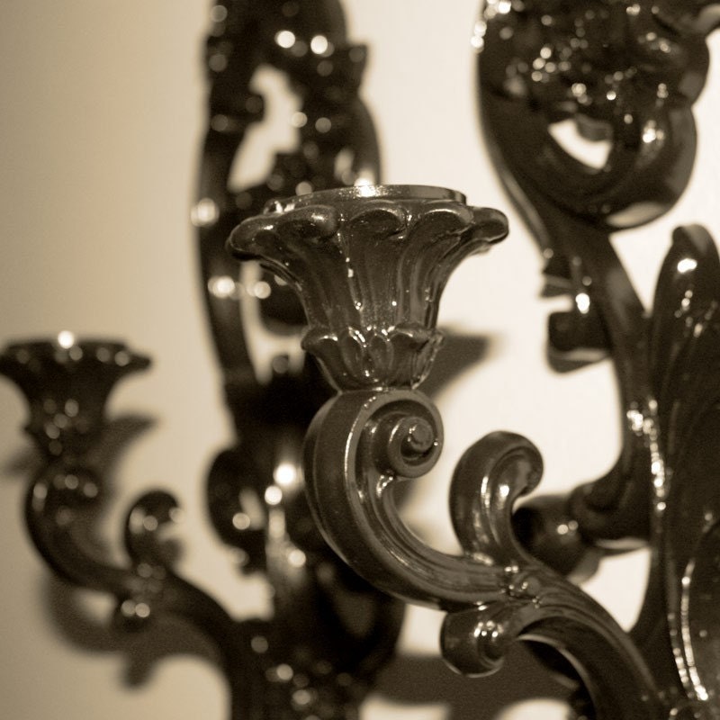 Homco black painted candle wall sconces by FunkyAttic on Etsy