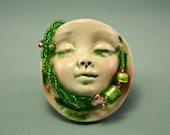 Green Goddess Ceramic Brooch and Pendant