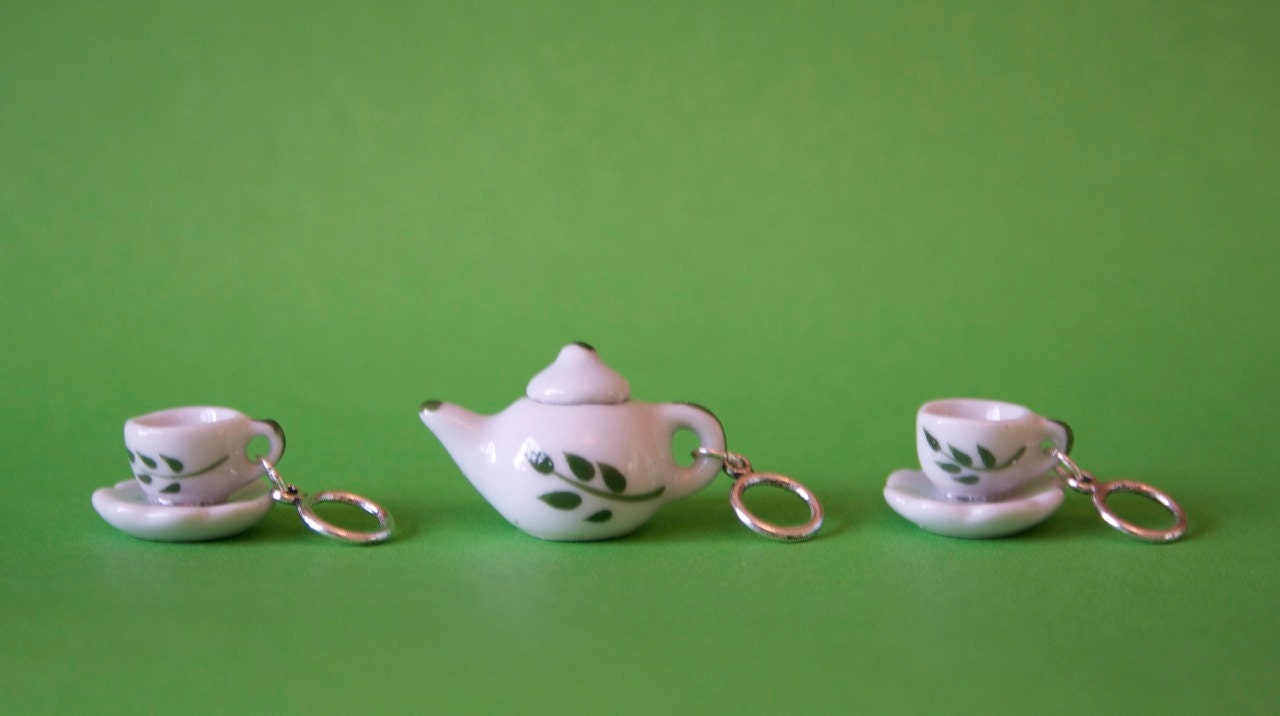 Stitchmarkers - Tea Set - Green Leaf - Stitch Markers