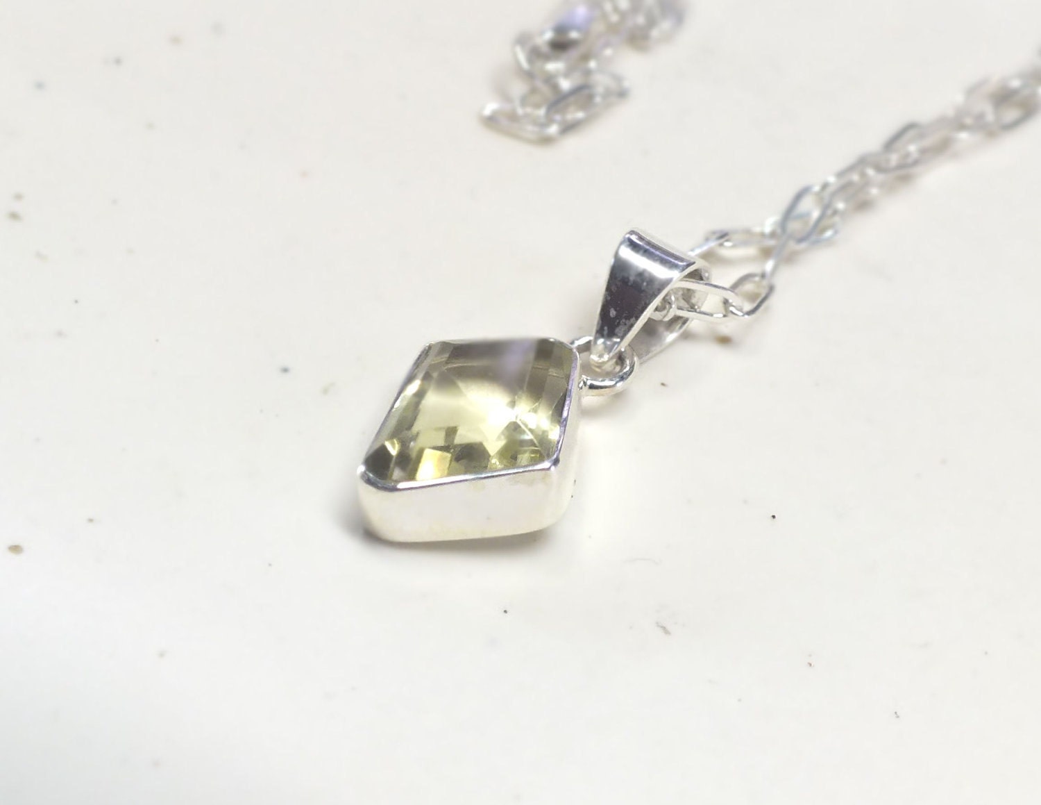 Faceted Citrine and  Sterling Silver Necklace