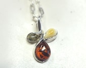 Three Shades of Amber and Sterling Silver Necklace