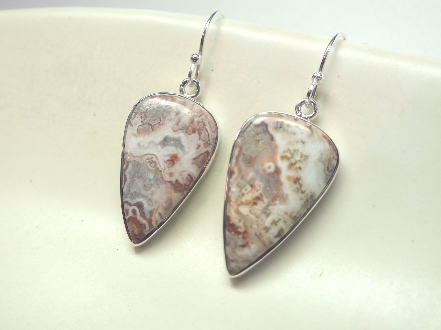 Ocean Jasper and Sterling Silver Dangle Earrings