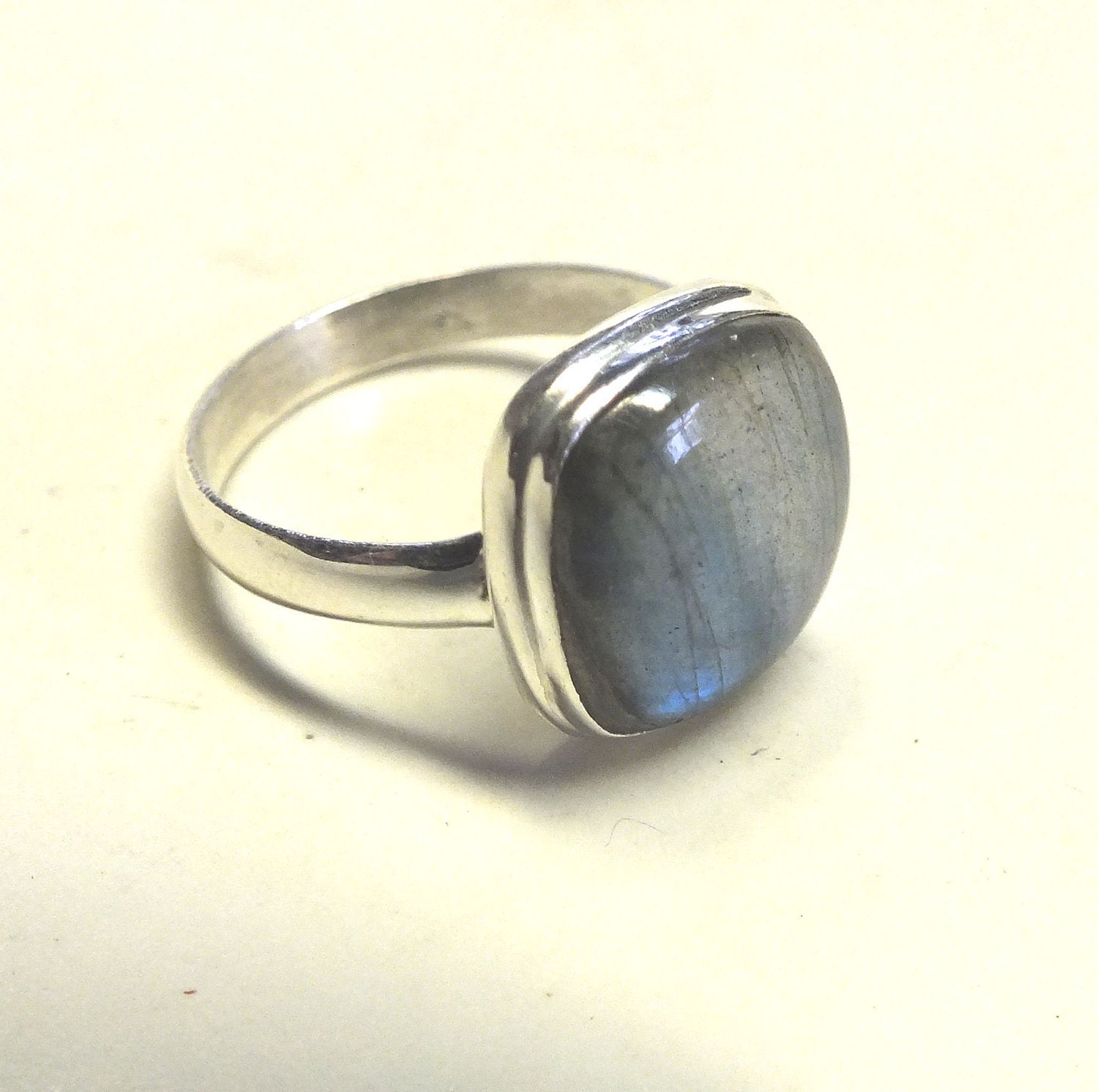 Square Labradorite and Sterling Silver Ring----Size 11