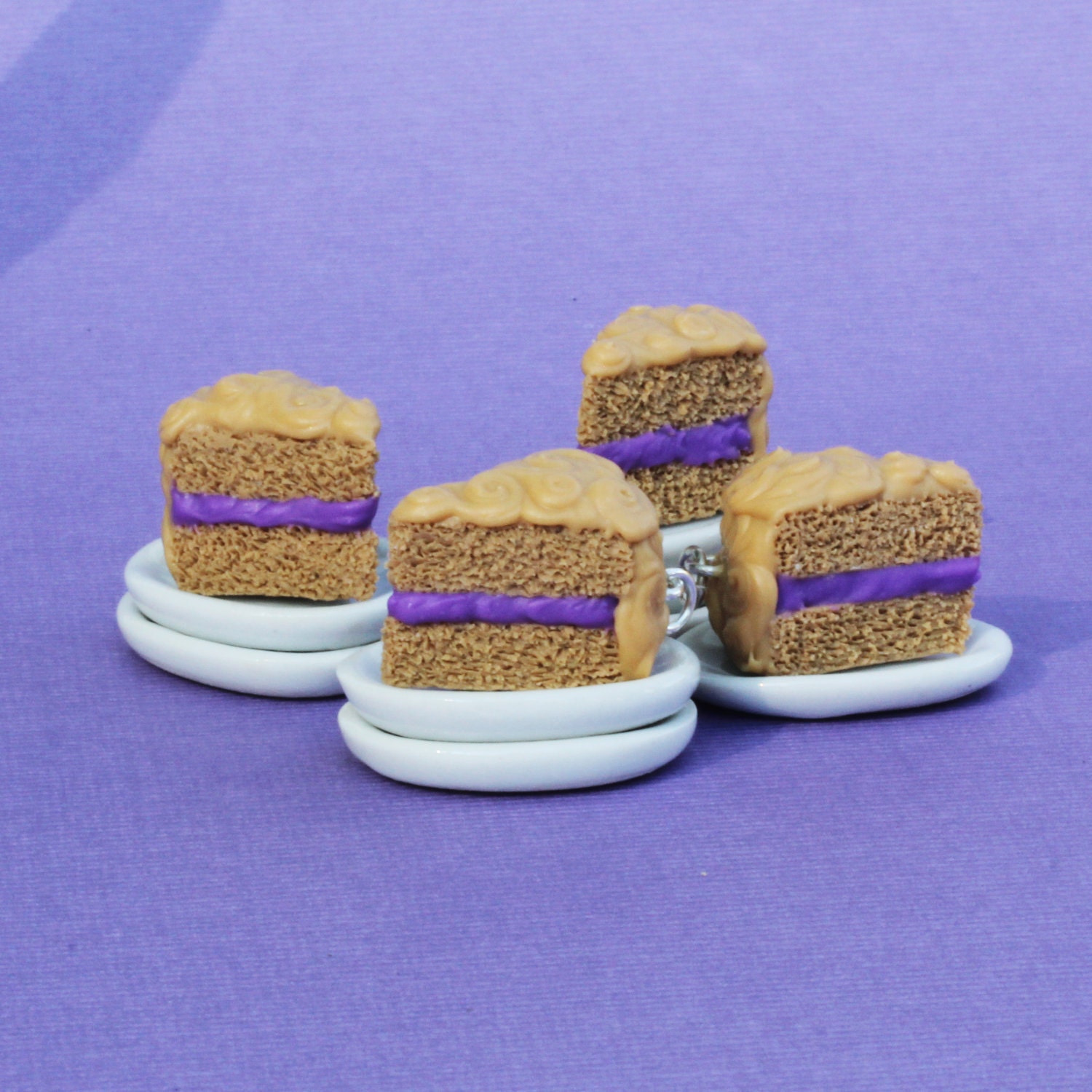 Peanut Butter And Jelly Cake Slice Charm Handmade Polymer Clay Food Jewelry