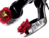 Magnetic Red Ranunculus Flower Shoe Clip Pin Brooch by Hot Magnets