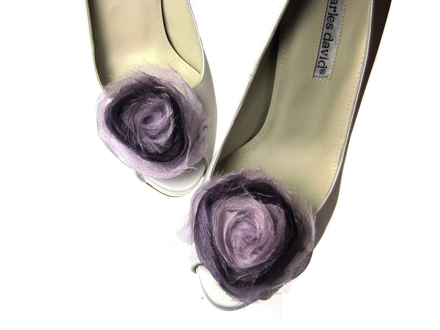 Magnetic Chiffon Flower Shoe Clips Ombre Purple