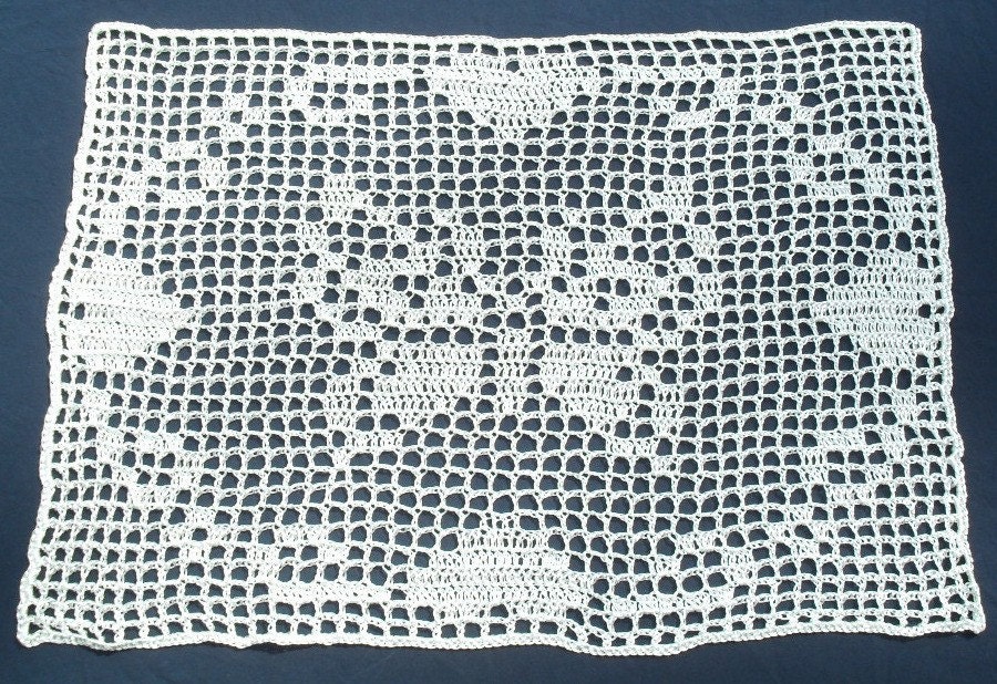Butterfly and Heart Silk Nylon Blend Doily