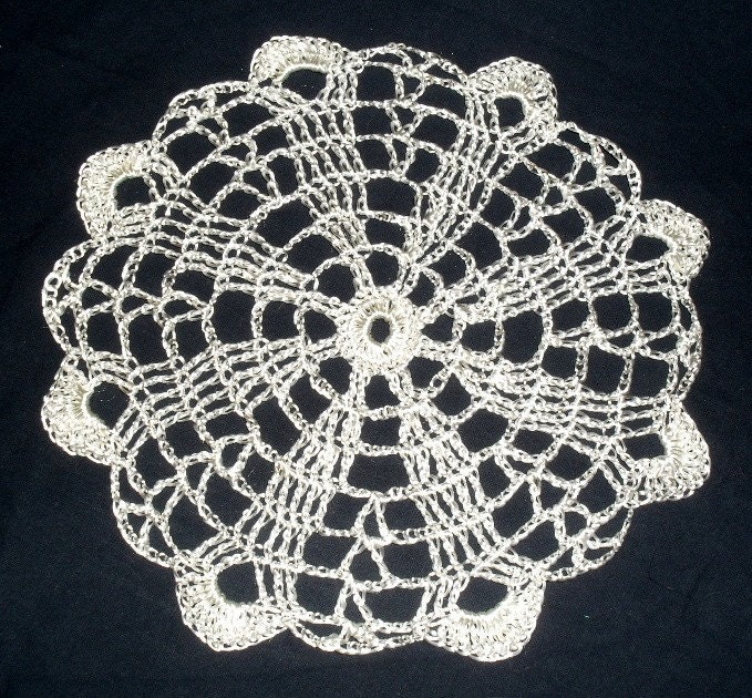Small Round Scalloped Edge Silk Nylon blend Doily
