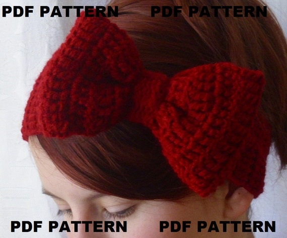 PDF PATTERN.  crochet bow headband earwarmer