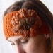 Crochet boho headband headwrap earwarmer - Adult size - terracotta,  burnt orange